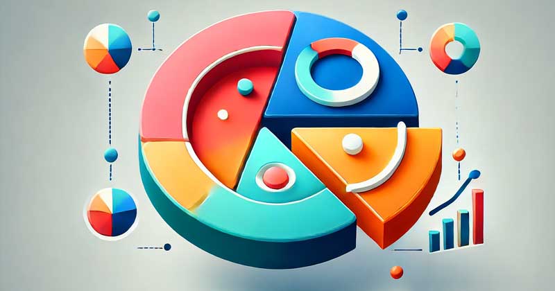 Pie chart illustrating a diverse mix of marketing team assets.